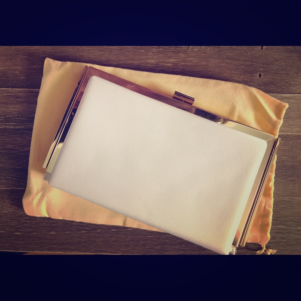 NWT white clutch with gold detail